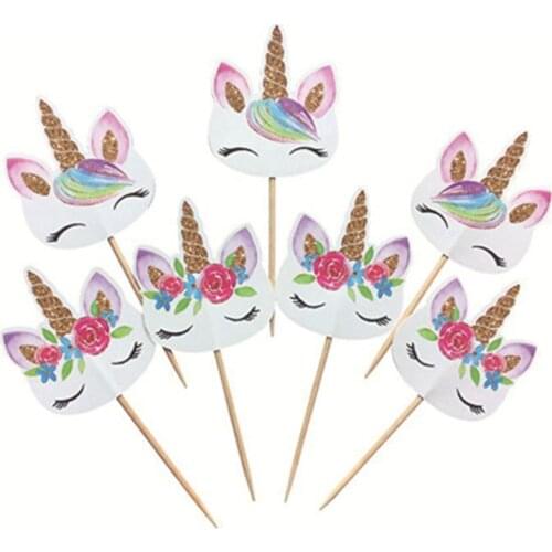 Unicorn Party Cake Cupcake Topper Picks Cake Flags Kids Baby Shower Birthday Wedding Party Cake Decoration Supplies 24/72pcs/lot