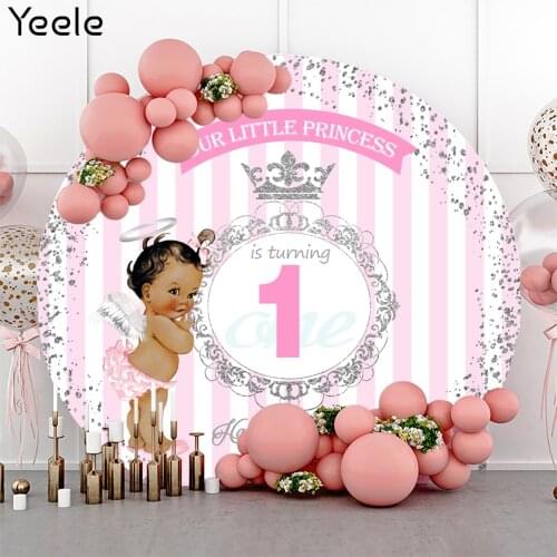 Yeele Photocall 1st Birthday Background Props Pink Stripe Baby Shower Backdrop Photos For Photography Studio Shoot Photographic