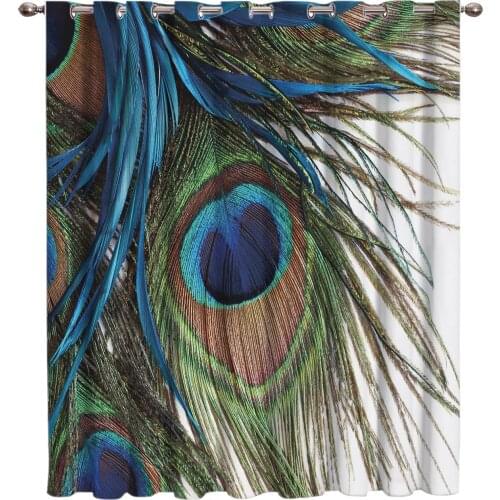 Peacock Feather 3D Painting Art Room Curtains Large Window Living Room Bedroom Kitchen Indoor Fabric Print Curtain Kids Room