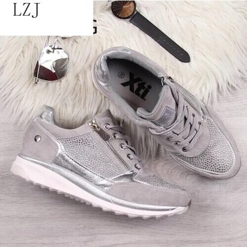 New Women Shoes Gold Sneakers Platform Trainers Women Shoes Casual Lace-Up Tenis Feminino Zapatos De Mujer Womens Sneakers 2020
