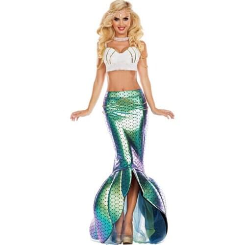 M-XL new Halloween stage performance mermaid costume cosplay nightclub split female fish princess dress