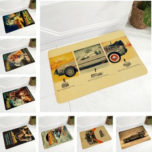Cartoon Classic Movie Print Door Mat Decor Back To The Future Art Floor Doormat Non-Slip Soft Flannel Carpet for Kitchen Hallway