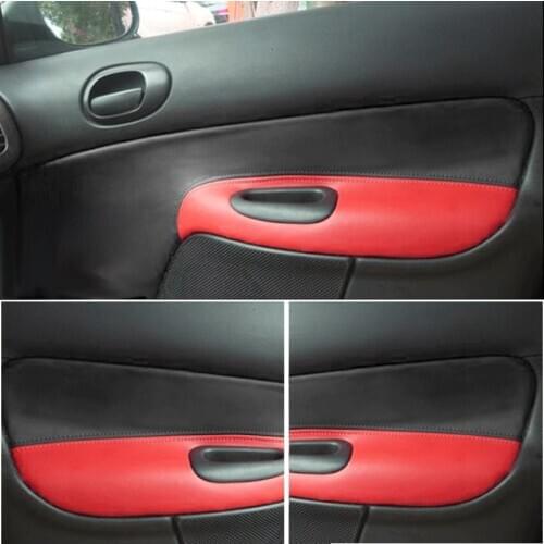 Soft Leather Door Armrest Cover For Peugeot 206 Citroen C2 only 4 doors Car Interior Door Panel Armrest Cover Skin Trim