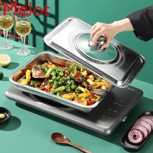 Stainless Steel Tray Deepen Grilled Fish Dish Cooker Oven Special Use Iron Plate Rectangular Flat Domestic Hot Pot Dinner Plates