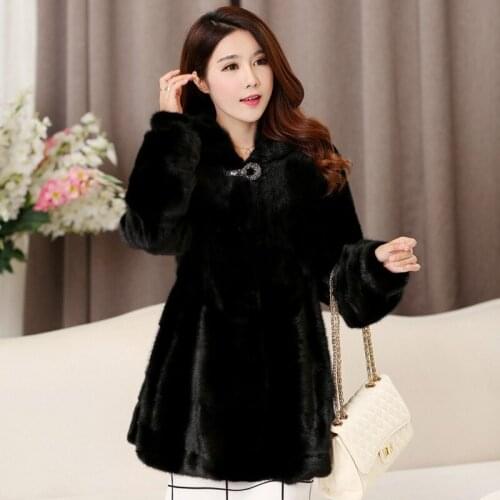 2019 new full skin mouth watering mink hair lady slim long sleeve fur coat