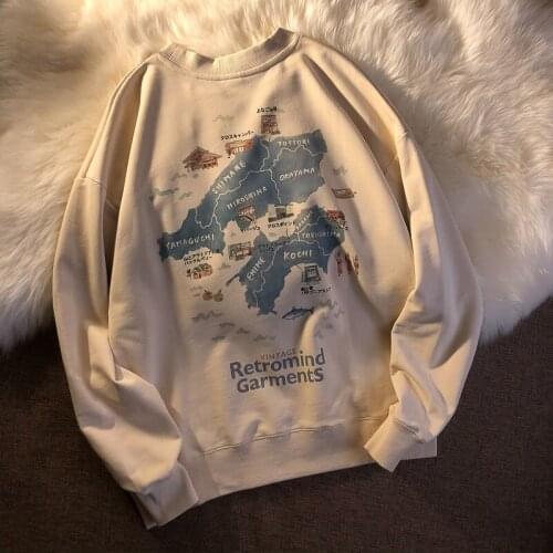 Printing Map Tops Korean Long Sleeved Pullovers Women Sweatshirt Oversized Harajuku Clothes Coat Sweatshirt Women Blouse hoodies