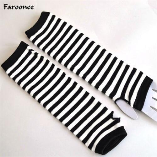 Warmer Knitted Long Fingerless Gloves Elbow Mittens Christmas Accessories Gift New Women Lady Striped Elbow Gloves