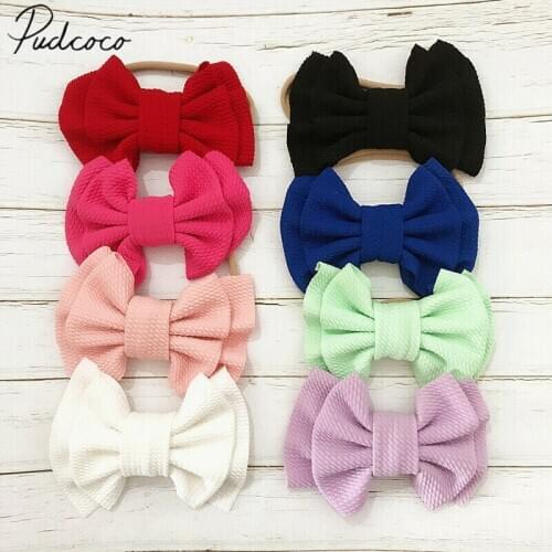 Baby Girls Big Bow Hairband Headwear Accessories 9 Colors Kids Knot Elastic Headband Hair Photo Props Gifts Wholesale