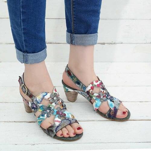 2021 Women Sandals Super Comfortable Sequined Pattern Hook Loop Elegant Outdoor Sandals Ladies Summer Flat Shoes Women Slippers