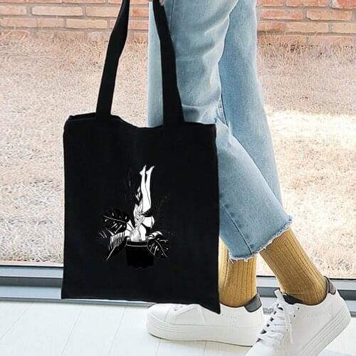 Flowers Printing Shopping Bag Harajuku Reusable Large Capacity Tote Bags Creative Literary Womens Fashion simple Canvas Bag