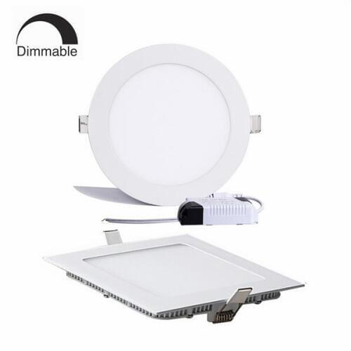 Led Panel Lights Dimmable 9W/12W/15W/18W/21W Led Recessed Downlights Lamp Warm White / White Super-Thin Round/Square 110-240V