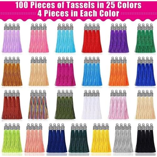 Pack of 100 Colorful Tassel Pendant DIY Keychain Jewelry Earrings Supplies