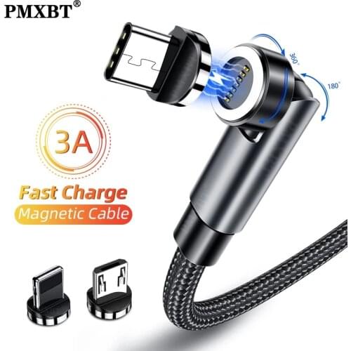 540 Rotate Magnetic Cable Fast Charging Magnet Charger Micro USB Type C Cable Mobile Phone Wire Cord For iPhone 12 Xiaomi Huawei