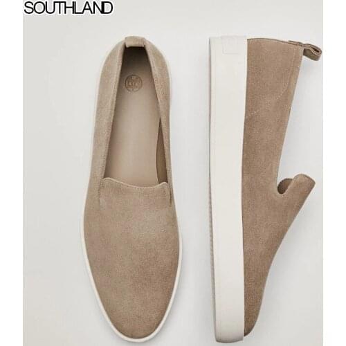 SOUTHLAND England Style Fashion Simple Slip-On Loafers Women Soft Genuine Leather Lazy Shoes Woman Women Shoes Women Flat Shoes