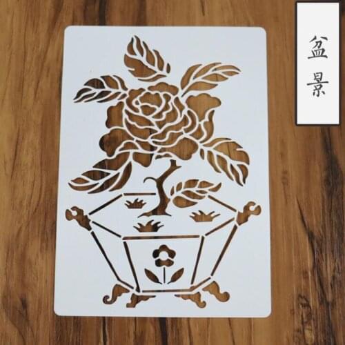 1pc Coloring Embossing Stencil Bonsai Painting Template Plastic DIY Scrapbooking Stamp Office School Supplies Reusable