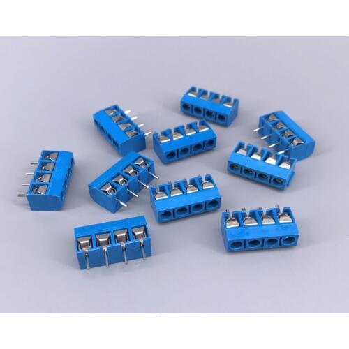 10 pcs 4 Pin Screw Blue and Green PCB Terminal Block Connector 5mm Pitch