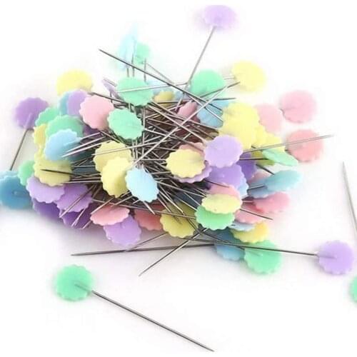 100PCS Plastic Flat Head Quilting Pins Patchwork Flat Head Dressmaking Sewing Tool Needle Mixed Color DIY Sewing Needles #BL1