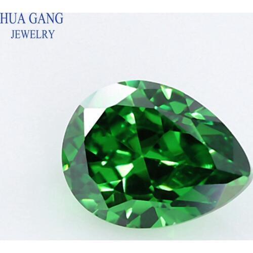 2x3-15x20mm Pear Shape Green AAAAA Cubic Zirconia Synthetic Gems CZ Stone For Jewelry
