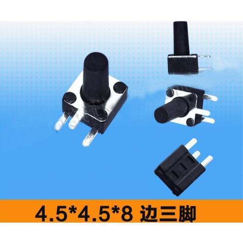 4.5*4.5*8/7.5/7/6.5/6mm SMT 3 Side Pins Side Button Power Tactile Switch SMD Sentitive Touch Tact Switch Black