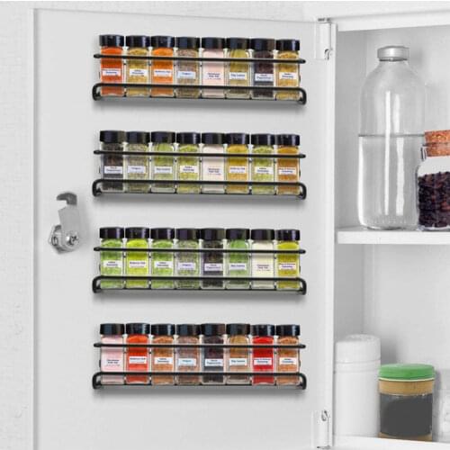 4PCS Punch-free Hanging Spice Organizer Shelves Cupboard Wall-Mounted Seasoning Spice Storage Rack Restaurant Kitchen Supplies
