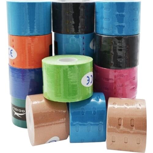 5*5m Perforated Adhesive Kinesiology Muscle Tapes Breathable Cotton Elastic Tape Breathable Gym Sports Knee Protector with Holes