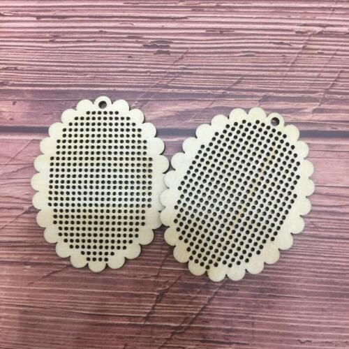 50pcs lace oval cross stitch thread wood crafts diy hand made handmade needlepoint jewelrycross stitch