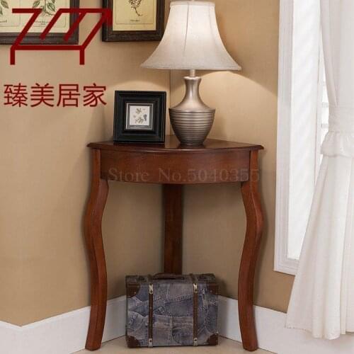 American country solid wood edge a few European-style corner table corner cabinet modern minimalist triangle table shelf flower