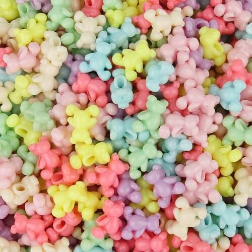 100pcs Acrylic Charm Beads Multi-style Bear Shape Spacer Beads For DIY Making Bracelets Necklace Loose Beads Jewelry Findings