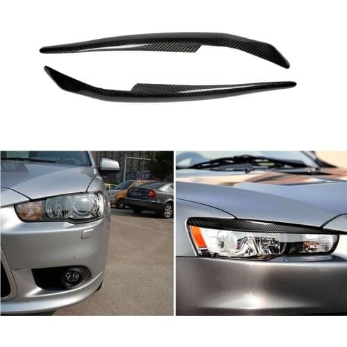 Real Carbon Fiber Headlight Eyelid Eyebrow Cover for Mitsubishi Lancer EVO X 10 2008-2014 Car Headlight Stickers Accessories