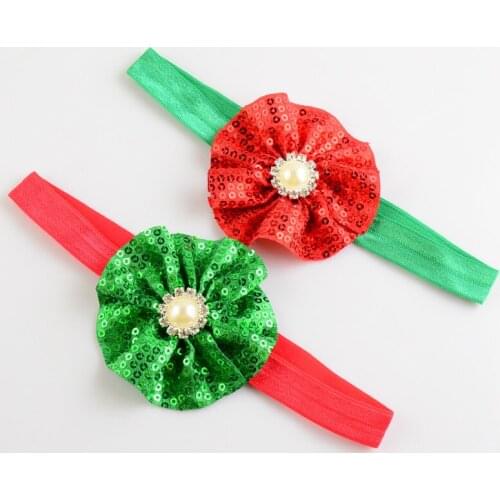 5pcs/lot Rubber Band Children Headwear For Girls Headbands 22Color 7cm Shinny Sequin Flower Luxury Hair Accessories FDA109