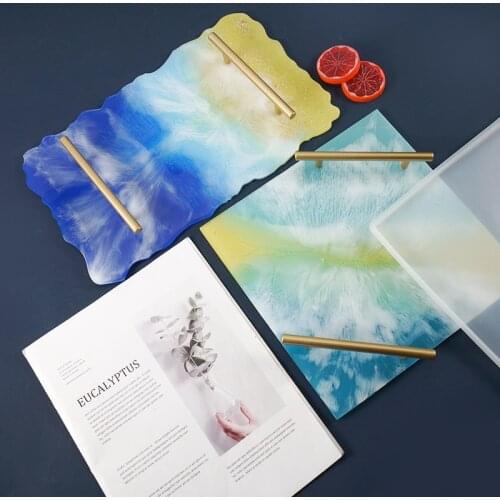 DIY Big Square Fruit Plate Silicone Mould Crystal UV Epoxy Resin Mold Wine Tray Handmade Craft Making Molds for Resin Home Decor