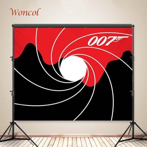 Woncol James Bond 007 Photo Backgrounds Child Birthday Photography Backdrops Gun Man Black White Aperture Decorations Photo Prop
