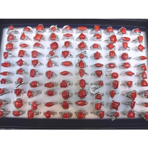 100pcs red natural stone Rings free shipping with color box