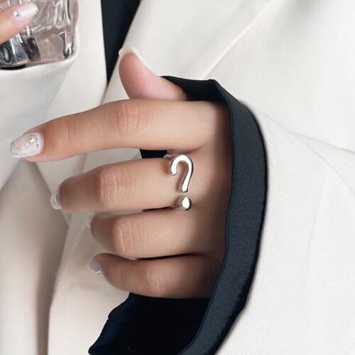 Niche Design Creative Question Mark INS Tide Cold Wind Index Finger Net Red Open Ring Hip Hop Wild Ring Female Tide Irregular