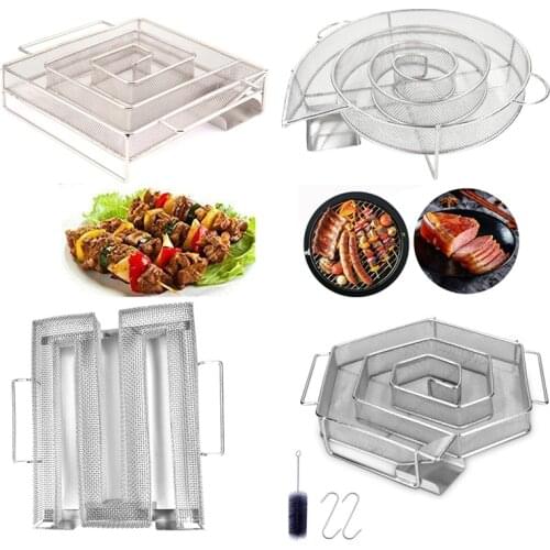 Cold Smoke Generator BBQ Accessories Steel Barbecue Grill Cooking Tool Smoker Salmon Bacon Fish Mini Apple Wood Chip Smoking Box