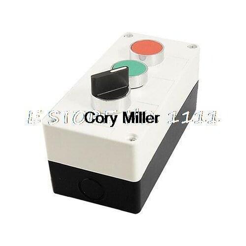 Red Green Momentary Switch Black Rotary Handle Push Button Station AC 240V 400V
