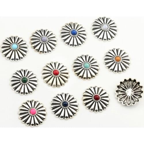 3pcs/lot 28MM Retro Alloy Round Gold Silver Clothes Decorative Daisy Buttons Without Loop For DIY CONCHO Jewelry Accessories