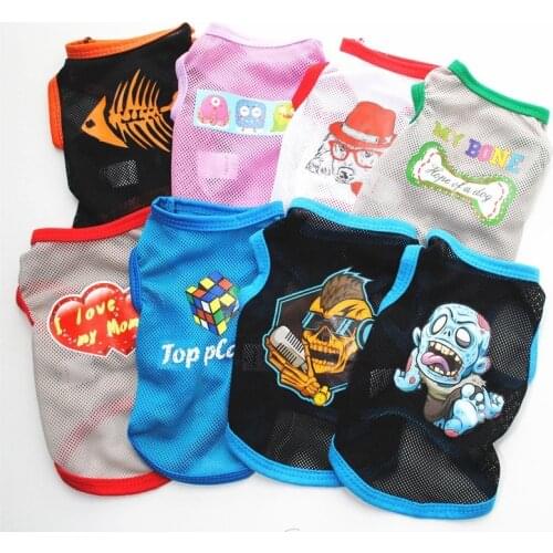 Cute Print Summer Pet T-shirt Puppies Dog Clothes Pet Cat Vest Pure Cotton T-shirt Chihuahua Clothes Puppy Dog Pet Clothes