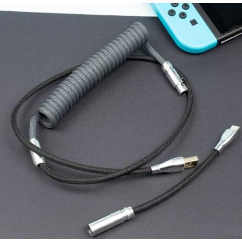 WOWLAB Type-c Mini Multi-color Aviation Plug Data Cable Manually Customized Mechanical Keyboard Cable USB Spiral Spring Cable