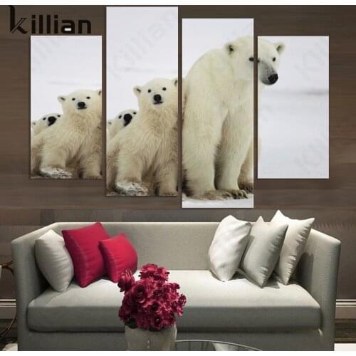 Polar Bear Parent-Child Family Picture Print Wall Sticker Poster Modern Animal Bedroom Wall Home Decoration Canvas Painting