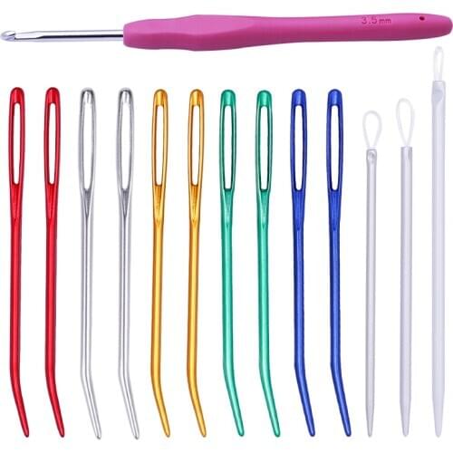 Nonvor Knitters Large Eye Blunt Needles Aluminum Bent Tip Tapestry Darning Hand Leather Sewing Needle Gold Needle Embroidery