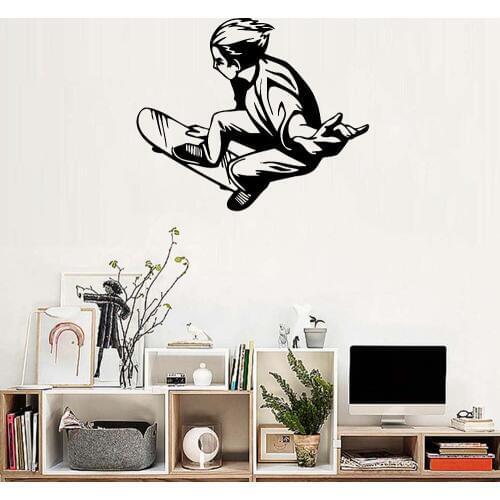 New Skateboard Ride Teenager Wall Sticker Vinyl Removable Tile Decals Waterproof Mural Self-Adhesive Wall Decal Kids Rooms LC171