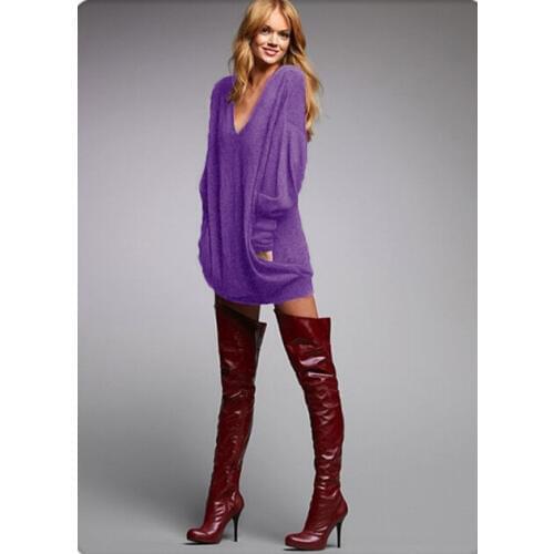 New Women Dress Celebrity V Neck Full Sleeve Party Vestido Slim Fit Ladies Casual Plus Size Loose Mini Short Dress Tee Top