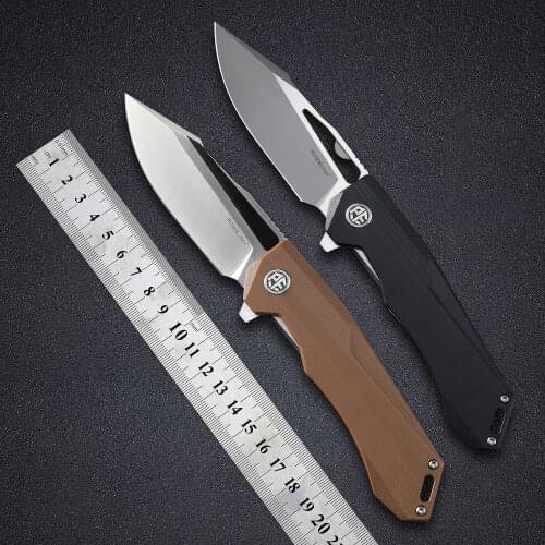 Petrified fish K110 steel folding knife G10 handle ceramic ball bearing titanium clip EDC hunting survival tool PF969