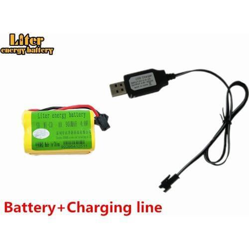 4.8v 900mah Rechargeable Ni-Cd AA 4.8v Bateria with Charger 4.8v nicd ni cd battery pack 4.8v 900mah for RC boat model car toy