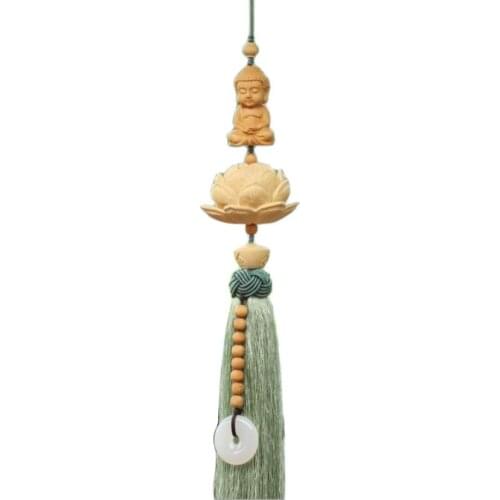 Car pendant car interior decoration boxwood carving Lotus car top grade safety Charm Pendant Traditional Chinese hanging gifts