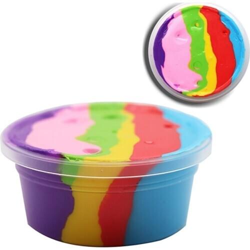 Fluffy Rainbow Slime Putty Mud Clay Plasticine Sludge Stress Relief Kids Toys Hand Fidget Toy Slime Toy Antistress for Children