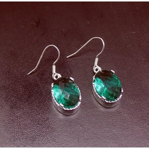 Gemstonefactory Big Promotion Unique 925 Silver Elegant Shiny Green Topaz Women Ladies Gifts Dangle Drop Earrings 20212248