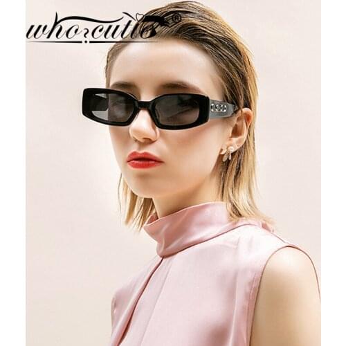 WHO CUTIE 2020 Trendy Small Orange Rectangular Sunglasses Women 90s Retro Lady Fashion Square Rectangle Sun Glasses Shades S250
