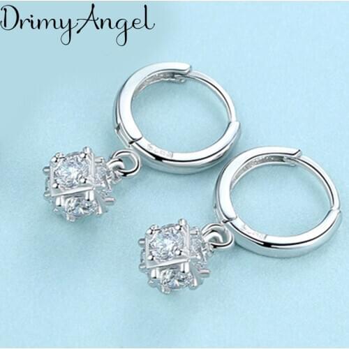 Korean Simple Trendy Cube Box Hoop Earrings for Women Wedding Statement Jewelry Brincos Pendientes